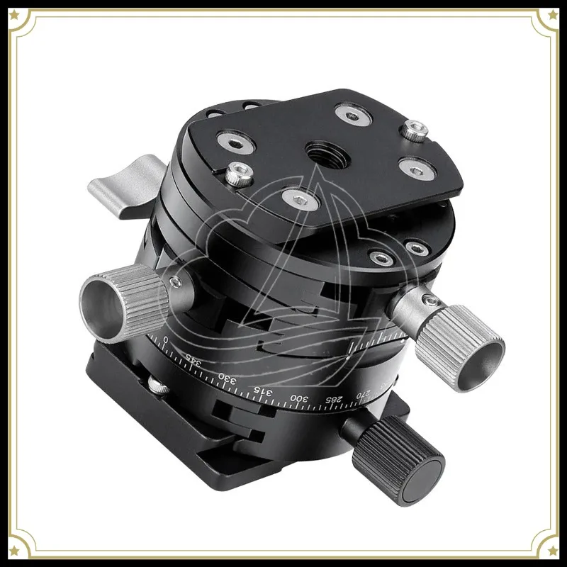 Geared Ball Head, 360° Rotation Aluminum Alloy Panoramic Tripod Mount