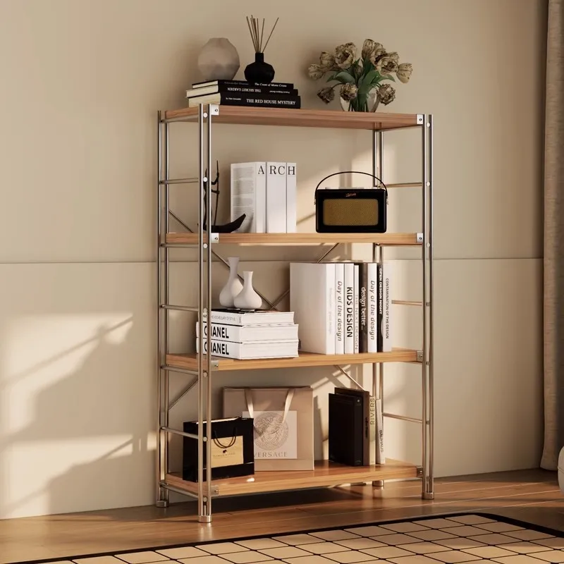 4-Tier Multi-layer Storage Rack Bookshelf Household Floor Storage Rack Kitchen Shelf Display Rack Kitchen Storage Microwave Home