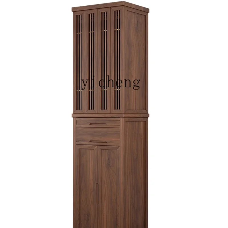 

XL Black Walnut Shrine New Chinese Vertical Cabinet with Door Supply Table Solid Wood Supply Table