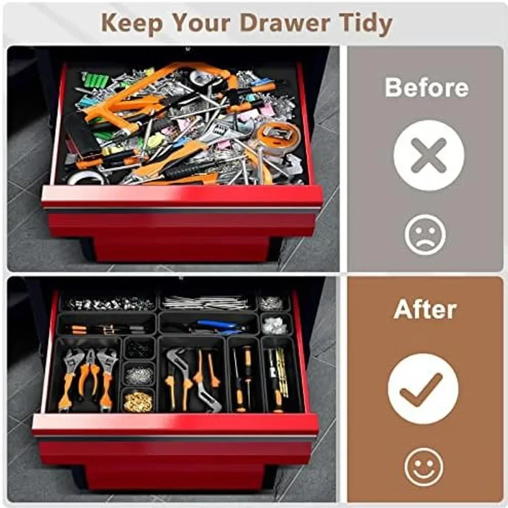 32PCS Desk Drawer Organizers 3 Size Plastic Interlocking Shallow Tool Organizer Tray Dividers Separators Storage Bins Container