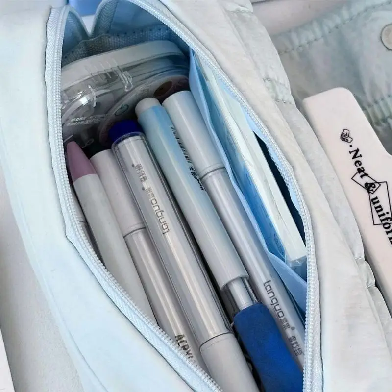 أنيقة Bowknot القلم حالة 7.55x3.38x2.91 بوصة سعة كبيرة مقلمة مقصورة كبيرة السفر قلم رصاص المنظمون حقيبة #1