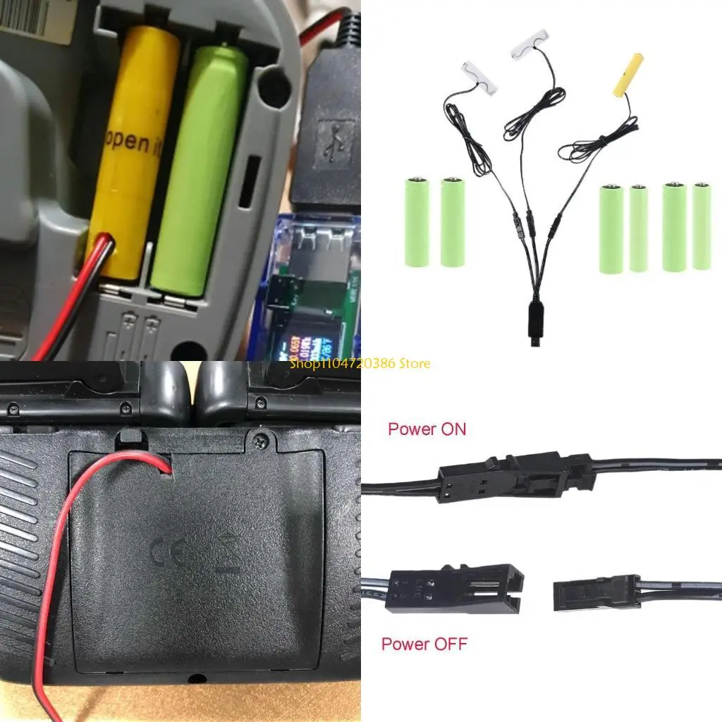 K0EA USB Power Supply to 2AA+AAA Battery Eliminator for Remote Control Toys Christmas LED Light Lamp Thermostat Gameboy