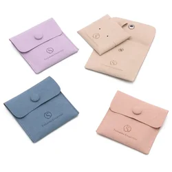 Custom Biodegradable Button Drawstring Envelope Microfiber Gift Padding Jewellery Packaging Velvet Bag Jewelry Pouch With Insert
