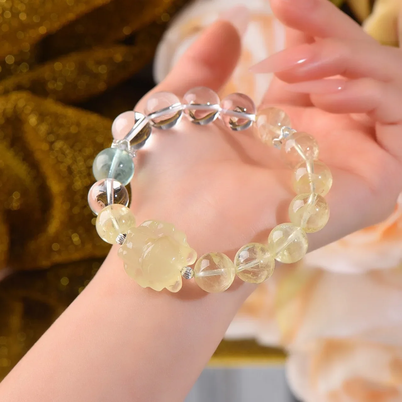 السترين الطبيعي تسعة الذيل الثعلب الأبيض كريستال الأخضر فلوريت الرجال سوار المرأة الخفيفة الفاخرة سوار محظوظ الموضة #1