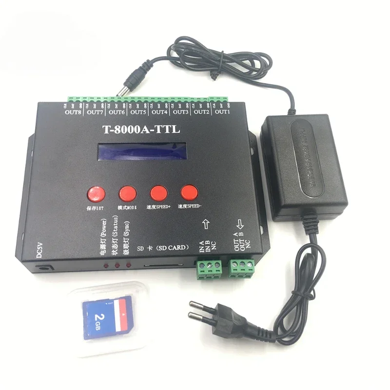 Pengontrol led 1903 t8000 led rgb pixel controller dengan led kartu kontrol