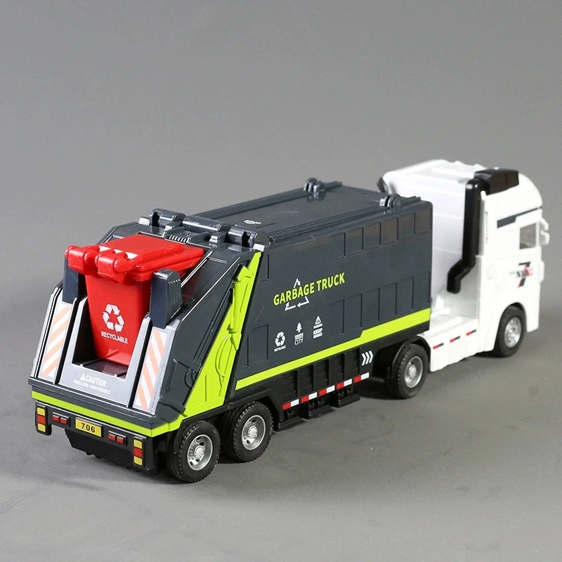 High simulation 1:50 plastic urban sanitation garbage truck model,water tank sprinkler toy,wholesale