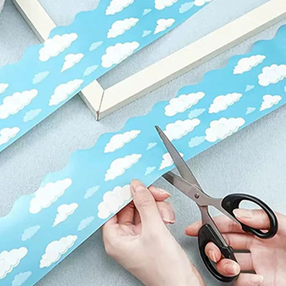 

1 Roll Cloud Pattern Bulletin Board Border Trim Decorative Removable Adorable Classroom Office Door Window Chalkboard Whiteboard