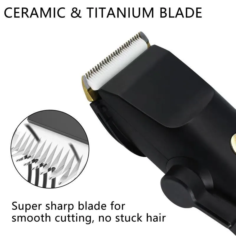 Cortador de cabelo elétrico profissional para homens, aparador recarregável LED Digital Display Cutter, terno de cabeleireiro, máquina de barbear,