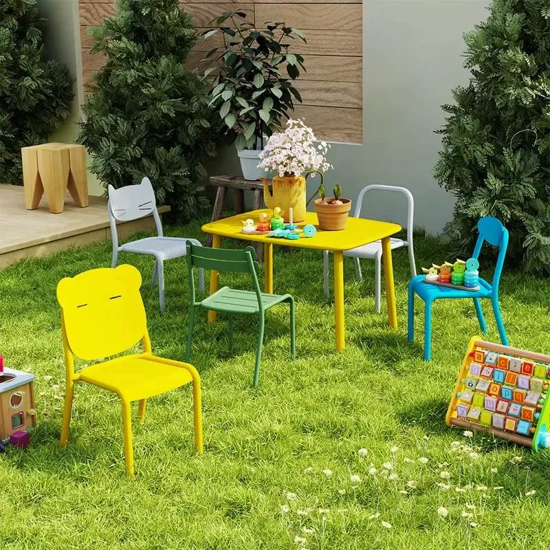 Factory direct sales supply aluminum children's furniture outdoor children's activity table set children's kindergarten