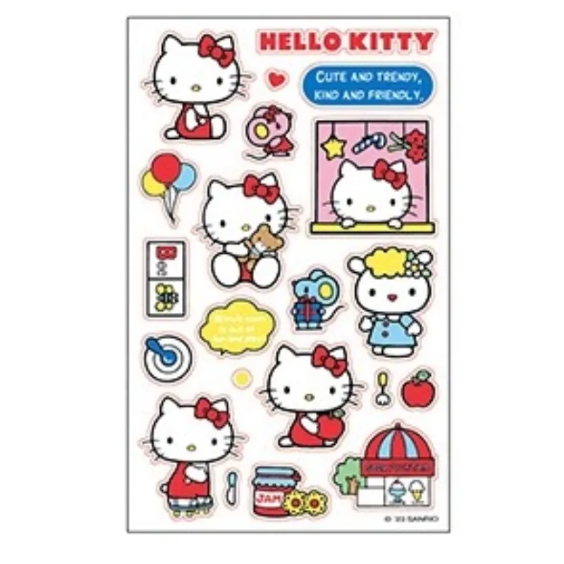 

4pcs Hello Kitty Kawaii Stickers High Beauty Girl Heart Water Cup Decoration Small Pattern Stickers Women Accessories Wholesale