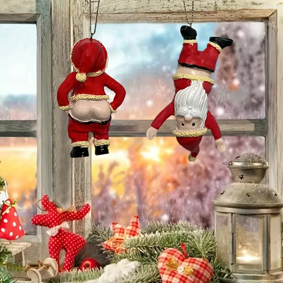 Colgante de resina de Papá Noel con trasero desnudo, adornos para árbol de Navidad, decoración de fiesta en casa de Año Nuevo, juguete de regalo colgante de Papá Noel desnudo