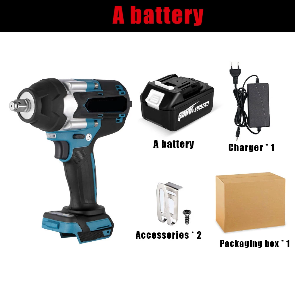 1800N.M Koppel Borstelloze Elektrische Slagmoersleutel 1/2 inch Lithium-Ion Batterij Accusleutel Power Tools Voor Makita 18V Batterij