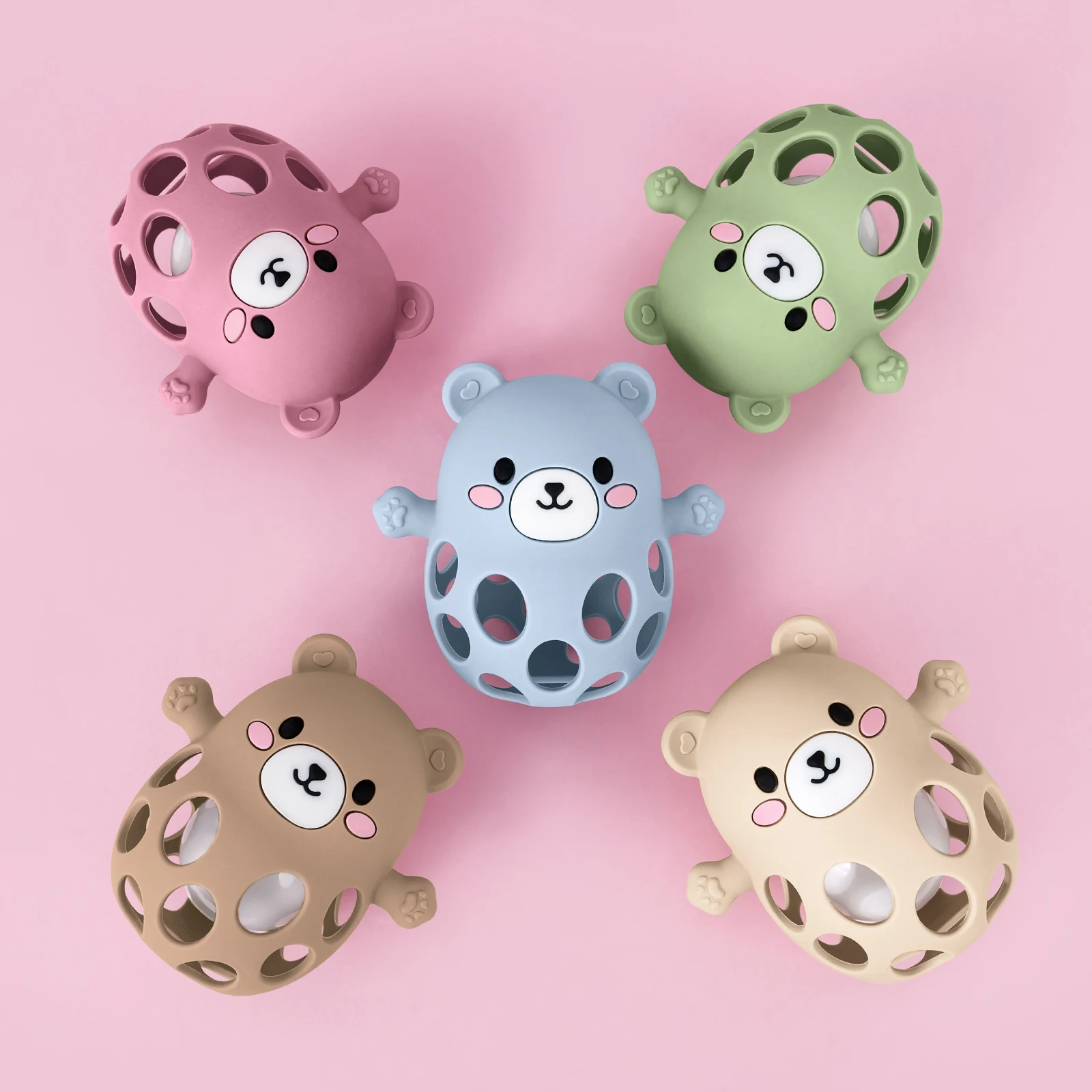 TYRY.HU 1PC Ringing Bell Baby Teether Glove Cute Bear Shape Teether Toy Silicone Care Molar Anti-eating Hand ​Baby Education Toy