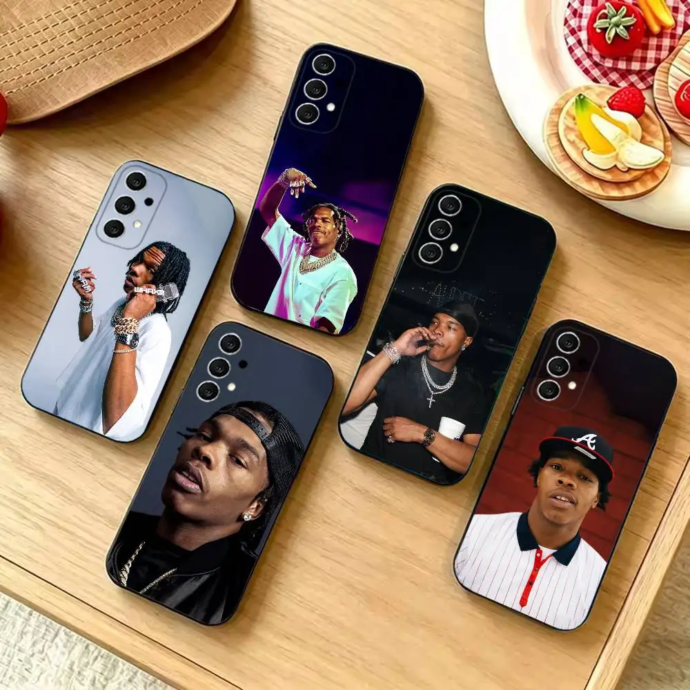 L-Lil Baby Rapper-r Fashion Black Silicone Protective Phone Cover, Suitable for Samsung S20-S26,Ultra,Plus,FE,Lite,5G