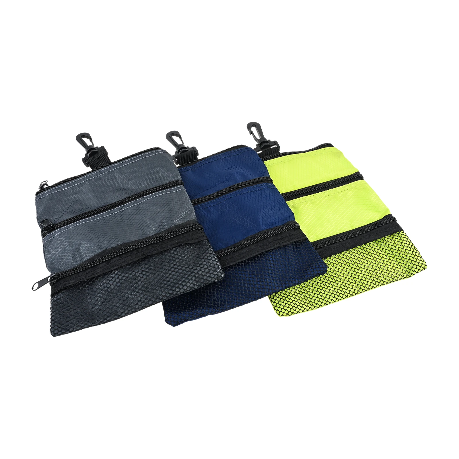 

Portable Golf Ball Tees Holder Pouch Bag Men Women Golf Storage Zipper Handbag Multi Pockets with Gear Clip Hook To Attach Bag