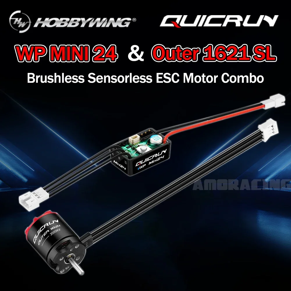 UniFlyHOBBYWING QuicRun WP Mini24 25A ESC Outer 1621 3500KV Motor Brushless Sensorless Combo For 1/18 1/24 RC Model Car Crawler