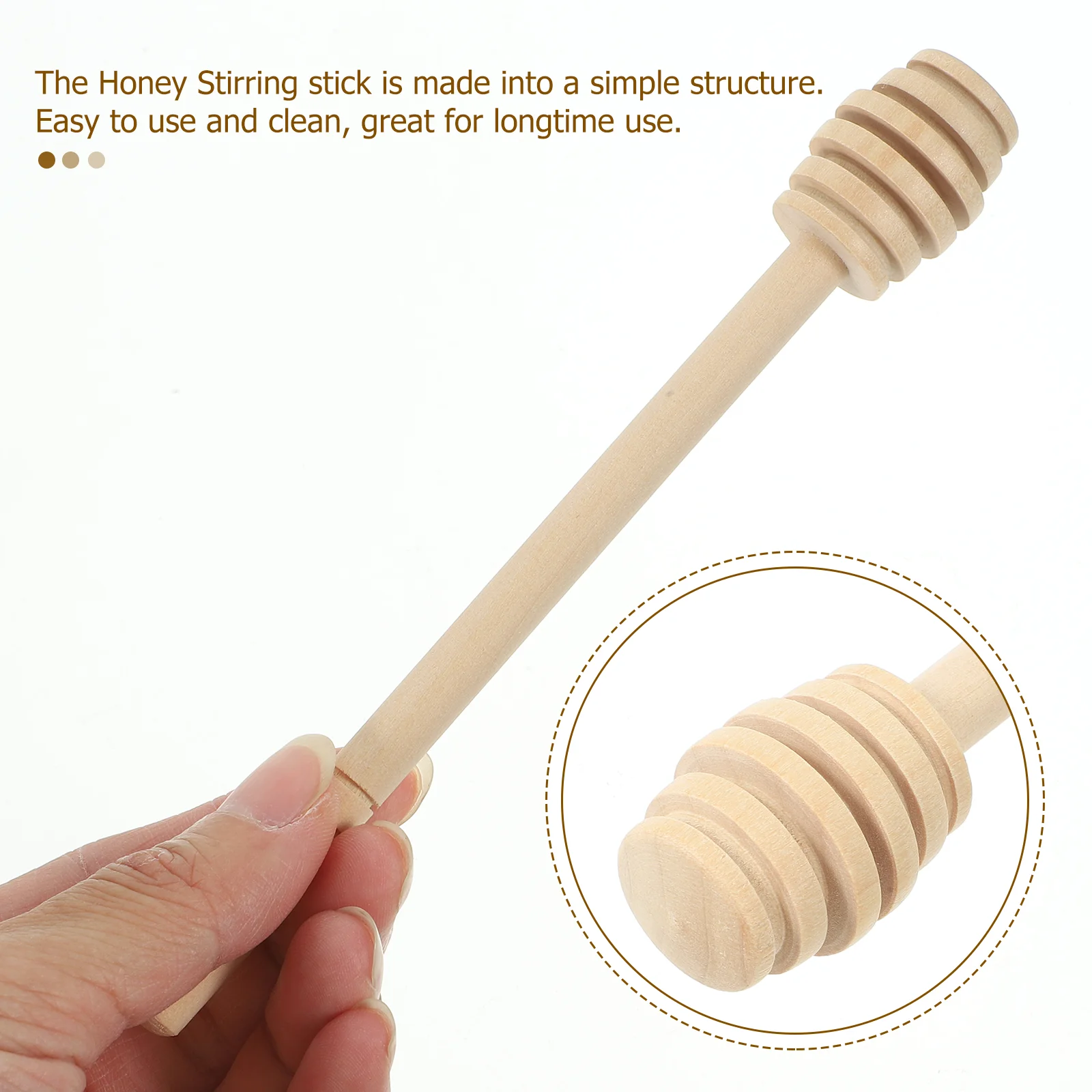 3 Pcs Bee Honey Stirrer Syrups for Coffee Drinks Jars Wooden Honeycomb Stirring Rods