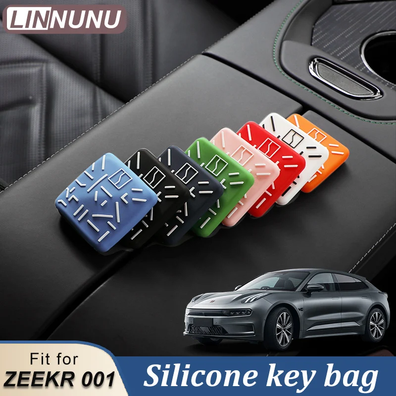 LINNUNU Silicone Car Key Case Cover Fit for ZEEKR 001 Keys Remote Skin Holder Fob Auto Protection Shell Keychain Accessories