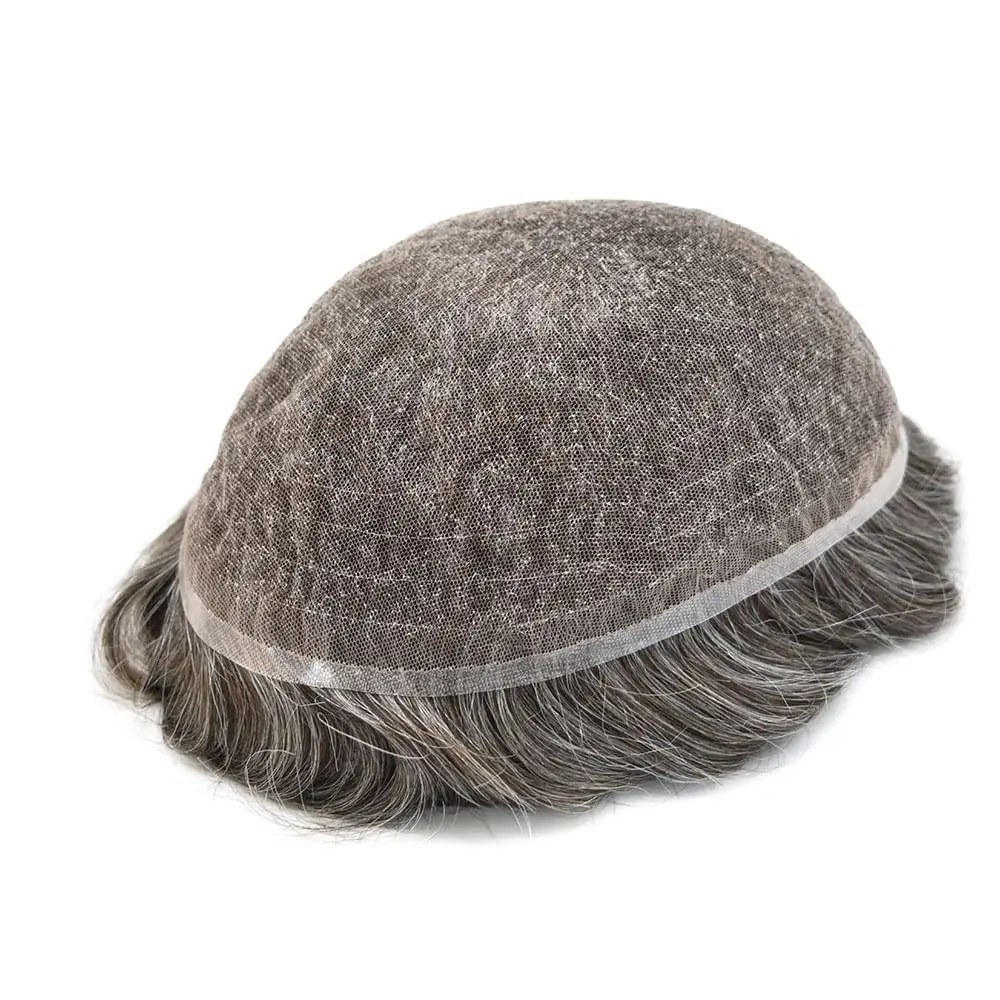 Grey Hair System For Men Human Hair Full Lace Base 7x9 Inch Lace With Pu For Golf Colors 1B 1B90 #7 Leisure Time