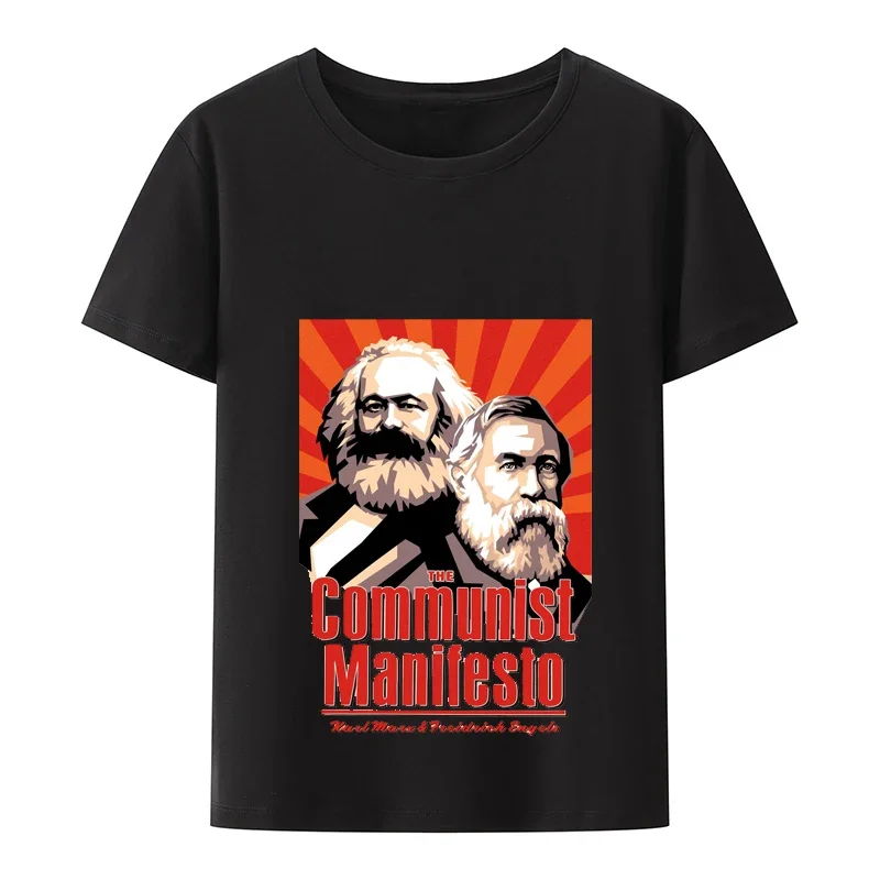 Portrait of Marx   T Shirt Classic Printed Retro Loose T-Shirts  Tops Tees   Black  Male T-Shirt Streetwear