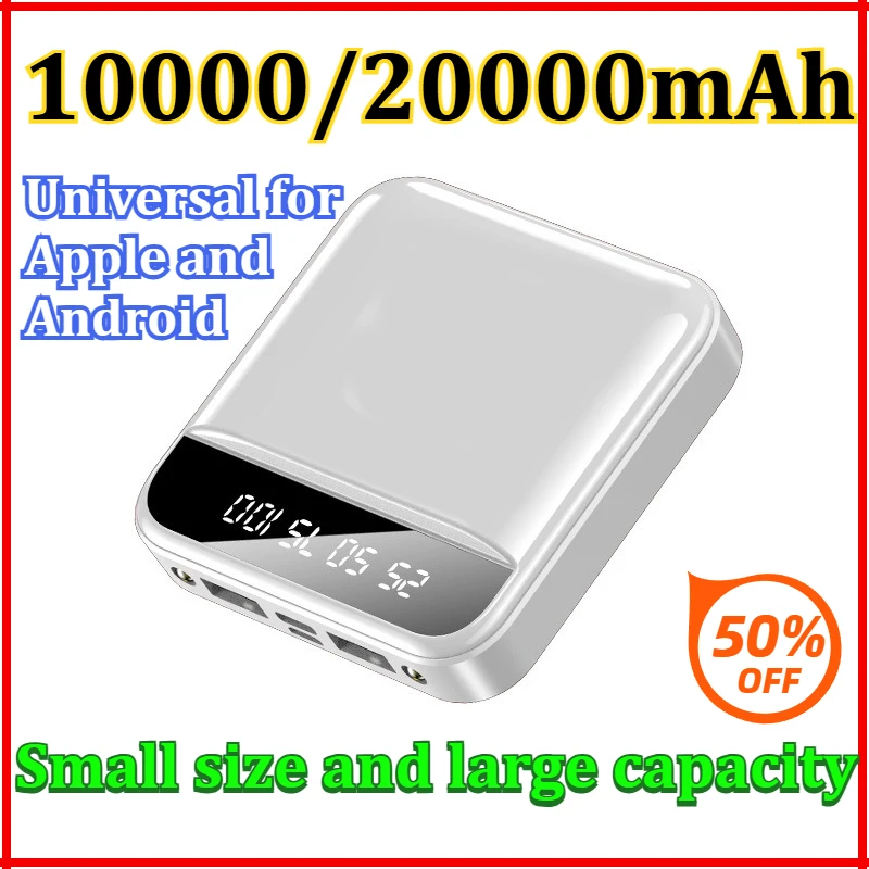

10000/20000mAh Large-capacity Mini Power Bank Super Fast Charge Built-in Cable Portable External Battery For Samsung iPhone 2025