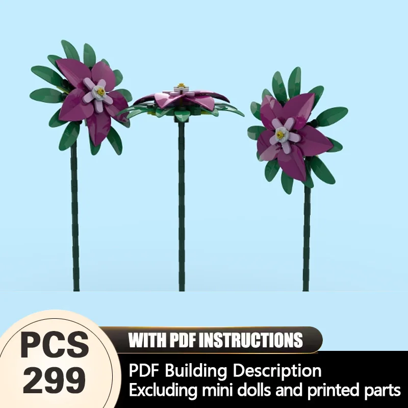 

Creators Plant Series Model MOC Building Bricks Rosy Periwinkle Flower Modular Technology Gifts Holiday Assemble Children Toys