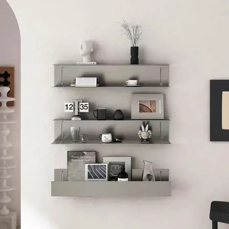 

Sleek Stainless Steel Floating Wall Shelf for Organizing Kitchen Rack for Sundries Magazine Kitchen Storage Wall Shelf