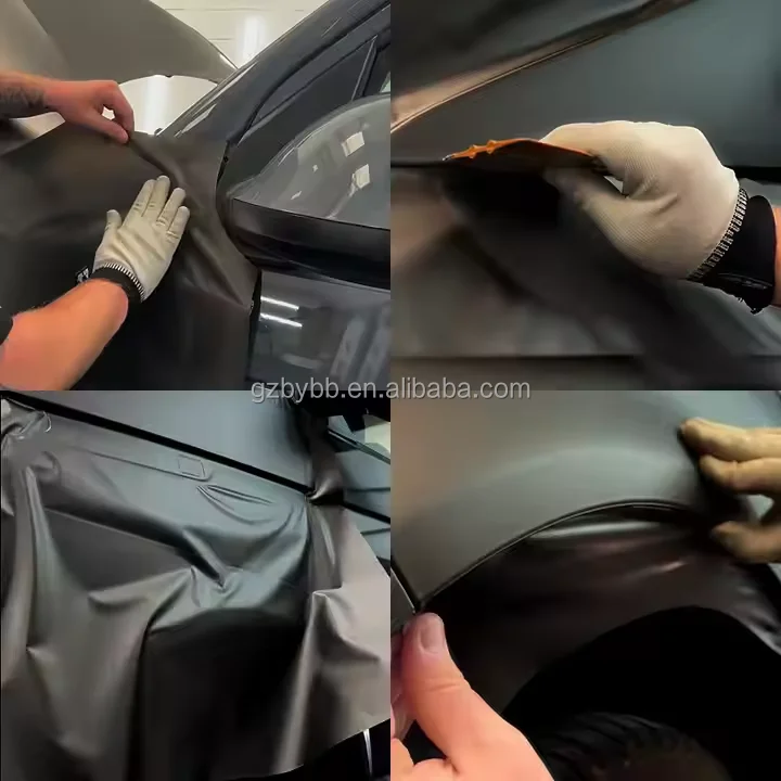 3 Layers Super High Glossy Cyrstal Matte Black Color Sunroof Self Healing Auto Body Wrapping Vinyl Stickers PPF Car Wrap Film