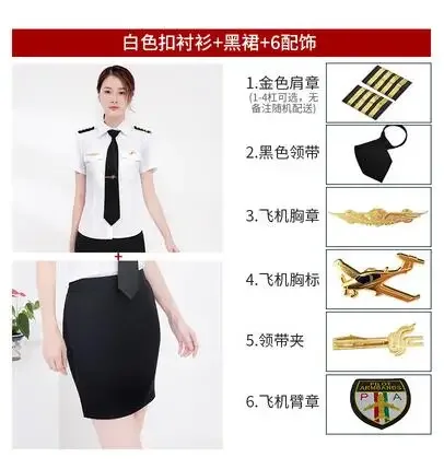 Aviation Professional Wear Women Shirt White Blouse Summer Pilot Uniform Work Tops Military