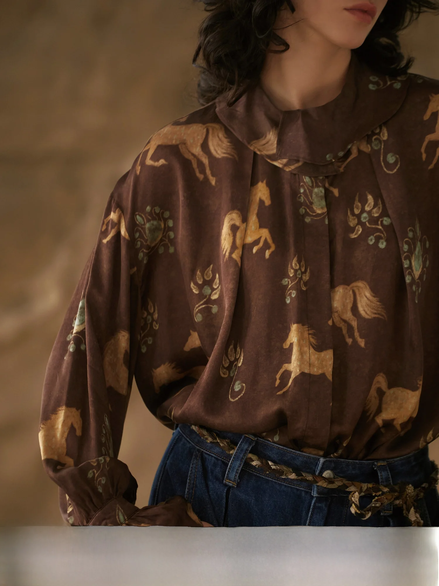 

VIMIE2026 Spring New Sle Loose Long Sve irt for Women with Pattern Ele Faionable Breathable Comfortable