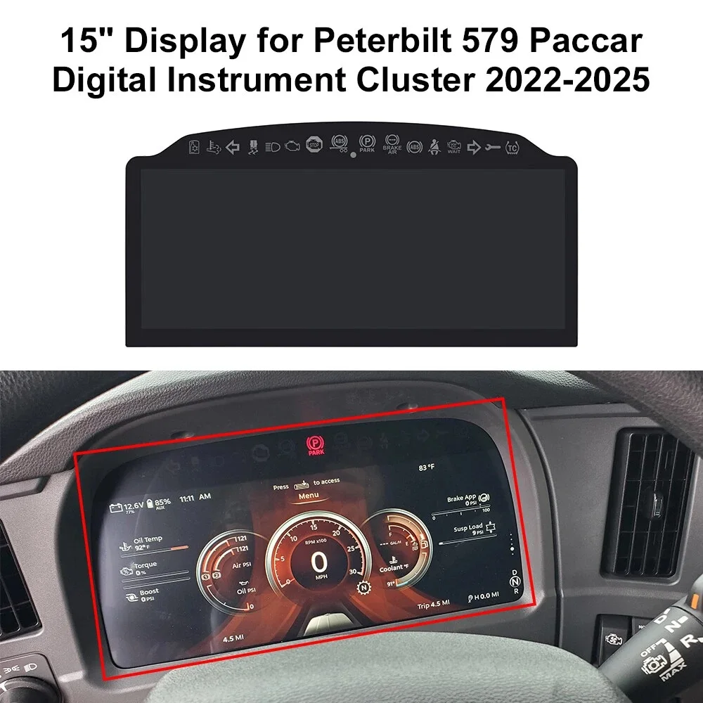 

15" Display for Peterbilt 579 567 589 389 Paccar Digital Instrument Cluster