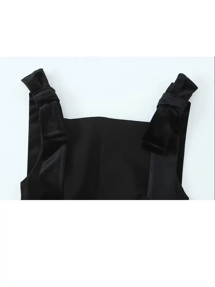 HH Female Elegant Midi Suspender Dress Sleeveless Back Zipper Slim 3D Bow Design Evening Women\'s Party Vintage Dresses Mujer