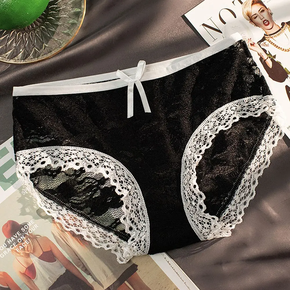 

Sexy Breathable Lingerie Bowknot For Girls Flower Women Panties Korean Underwear Lace Briefs