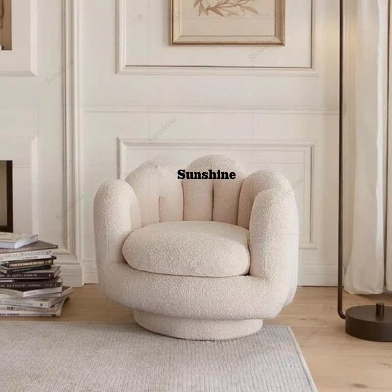 Nordic light luxury snake-shaped leisure chair living room solid wood sofa chair teddy velvet single negotiation chair