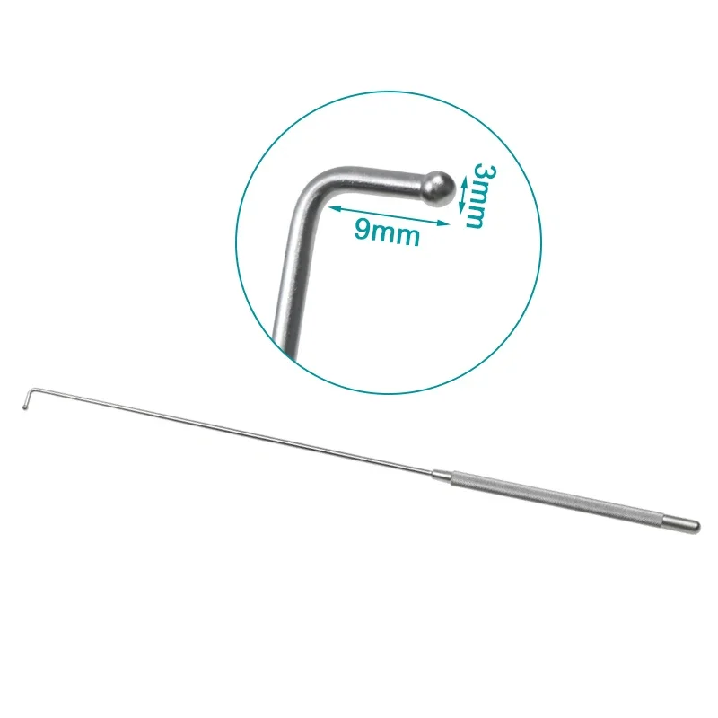 Autoclavable Dual Channel Spinal Probe Right Angle Round Head Nerve Root Probe Stainless Steel Medical Orthopedic Instrument pet