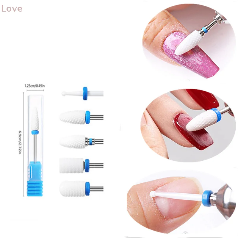 5 قطعة/المجموعة السيراميك مسمار لقمة ثقب للحفر الكهربائي مانيكير باديكير أدوات آلة تلميع الأظافر اكسسوارات المعدات