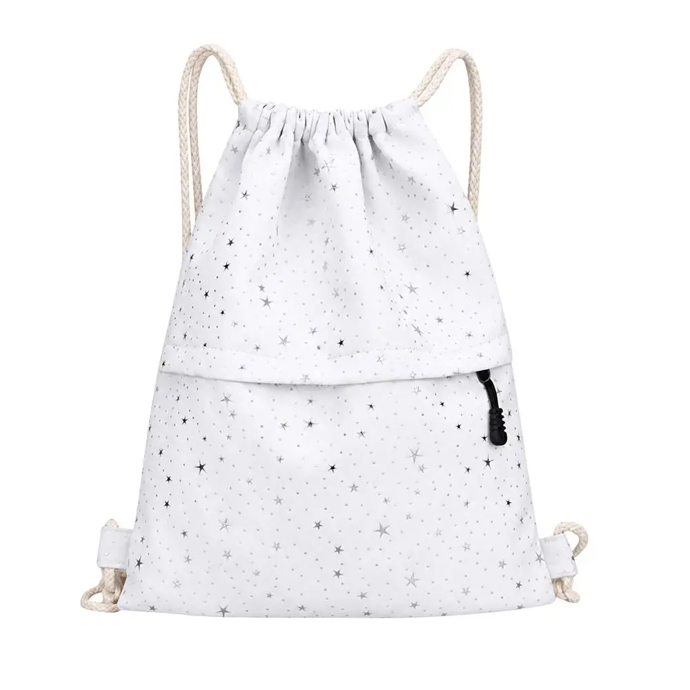 Durable Lightweight Drawstring Backpack Wear-resistant Star Pattern Fitness Sack Polyester Waterproof Shopping Bags Basketball