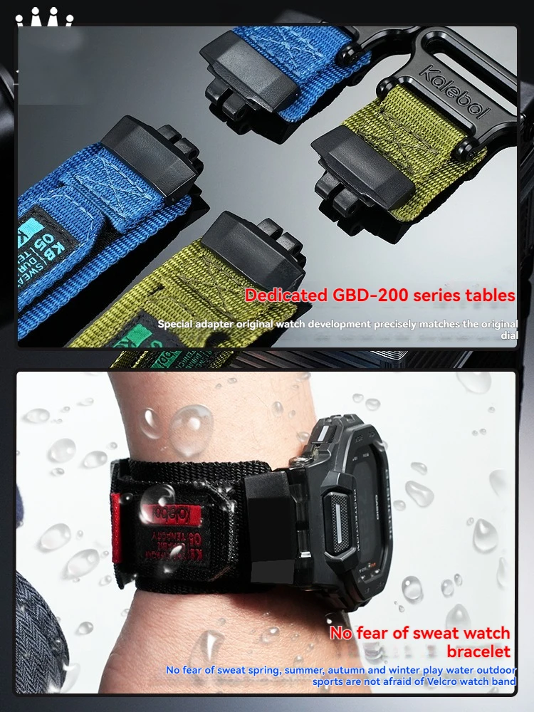 Cinturino per orologio realizzato in tela di nylon per sport all'aria aperta, modifica adatta per orologi Casio GBD-200-1/GBD-200SM