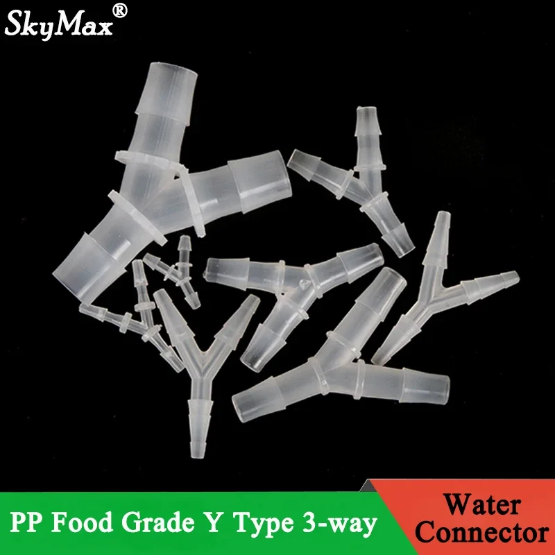 10Pcs 2.4mm ~15.8mm Water Connector PP Food Grade Y Type 3-way Splitter Pipe Tube Hose Joint Adapter Tapered Head Translucent