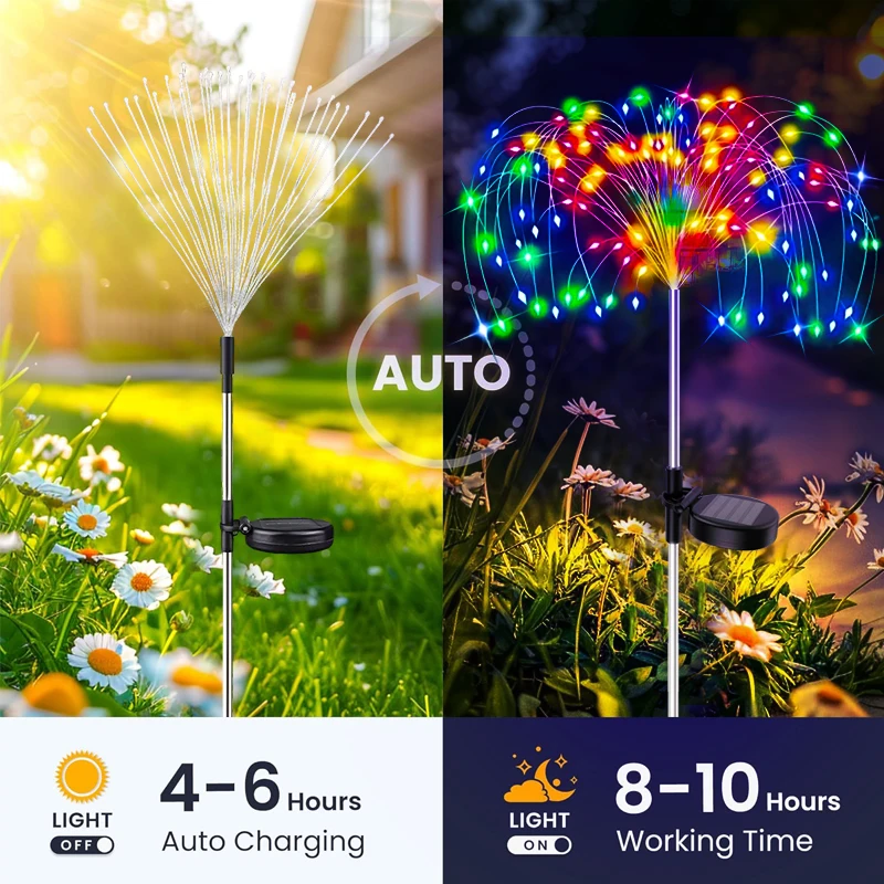 Solar Garden Lights 60/200LED Firework Lights Decor Outdoor Waterproof Solar Starburst Light for Yard Pathway Christmas Decor