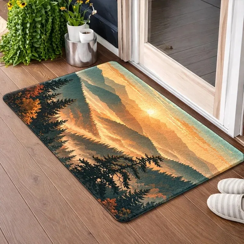 Retro Cowboy Rodeo Entrance Doormat Cactus Horseshoe Anti Skid Rug Western Theme Entryway Floor Mat Door Mat