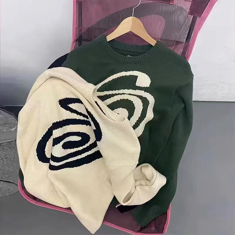 Stu Kiko Kos نمط جديد متماسكة الجولة الرقبة طارد البعوض الرجال المرأة فضفاضة تناسب البلوز اليابانية العصرية زوجين سترة #1