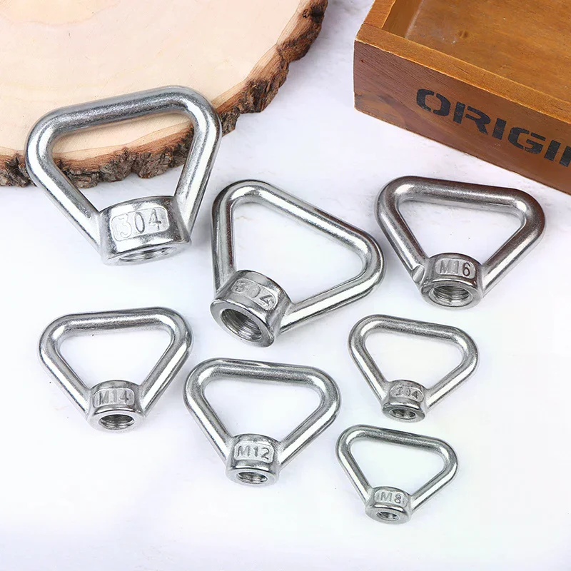 Lifting Eye Bolts Nut Set, M8-M24 Stainless Steel 304 Triangle Thread Rings for Handles