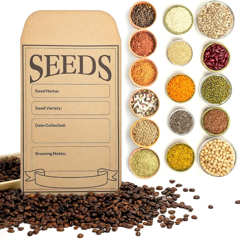 

Коричневые пакеты для семян из крафт-бумаги, 50 упаковок для хранения семян, пакеты для монет, закрывающиеся конверты для семян для коллекции растений, цветов и овощей