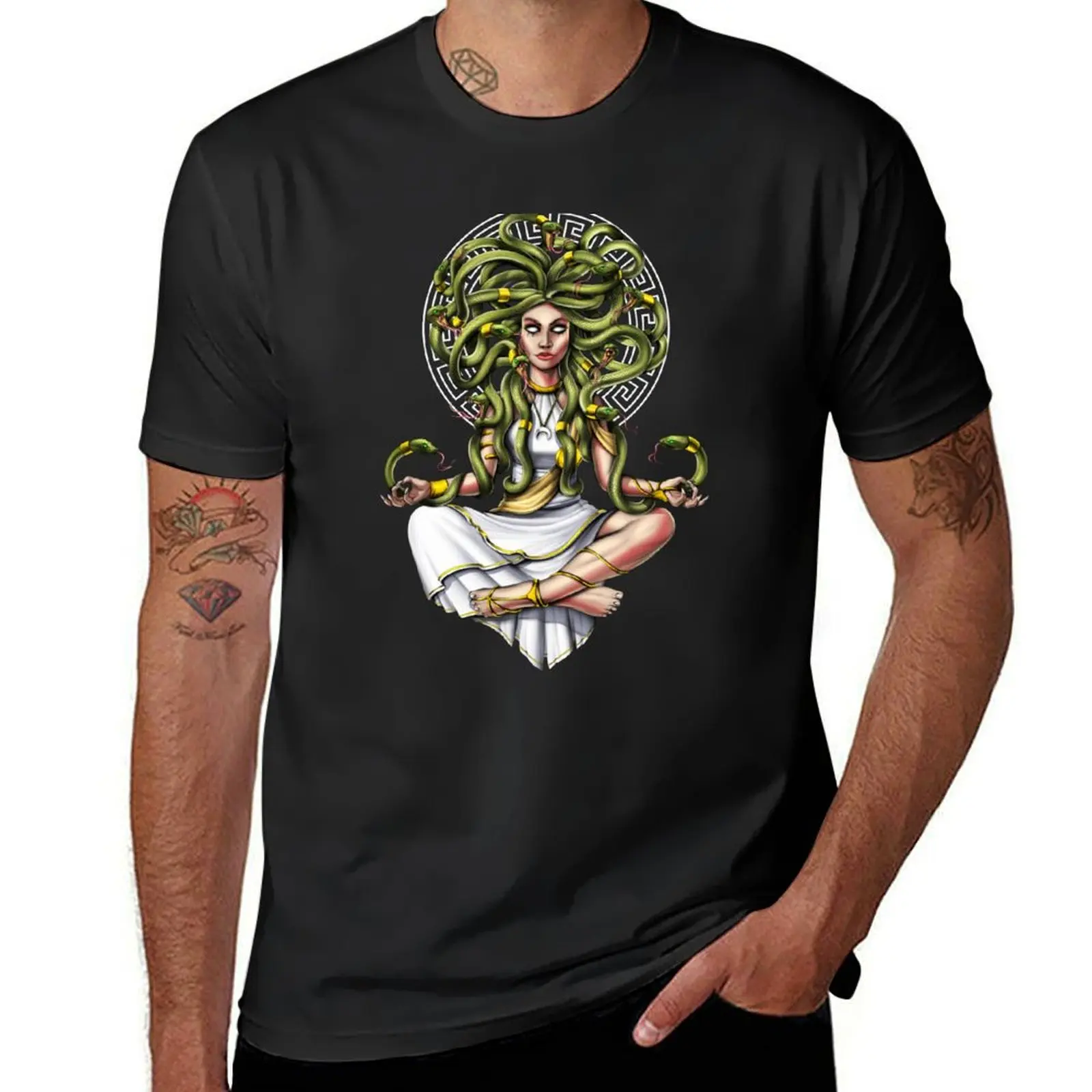 Medusa Gorgon Meditation T-Shirt anime clothes blacks vintage quick-drying men clothing