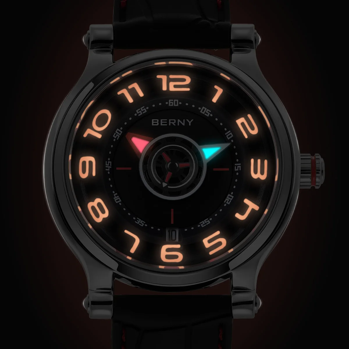 BERNY Men\'s Mechanical Watch Sapphire Miyota 8215 Multifunction Super Luminous Watch Compass Tire Dial Cool Play Men Wristwatch