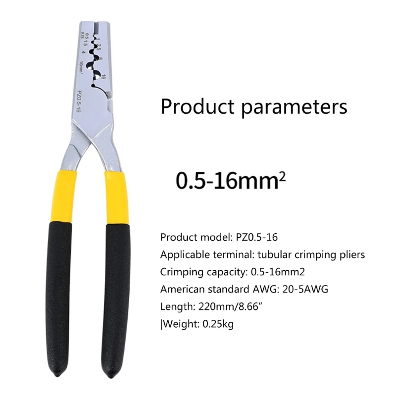 PZ0.5-16 Wire Crimping Pliers For Ferrules Terminals Crimping Capacity 0.5-16mm2 Dropshipping