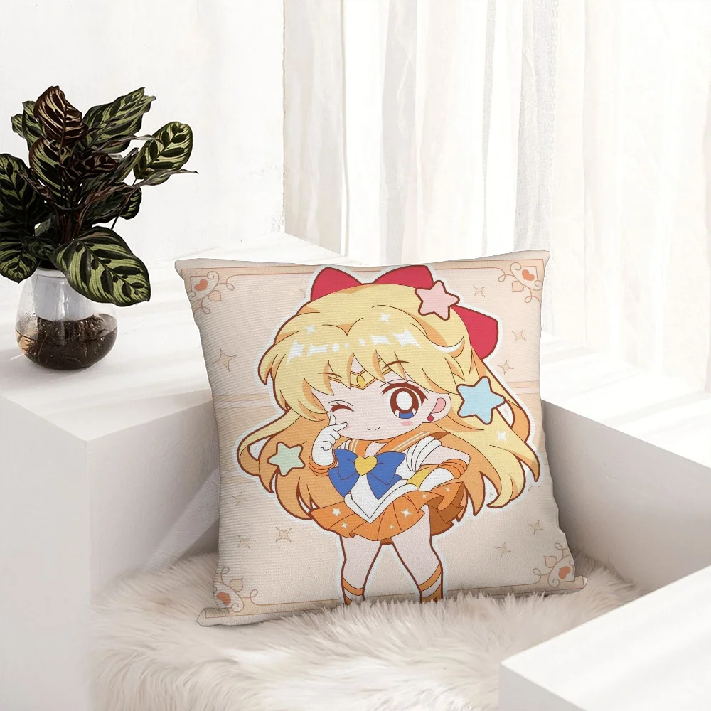 Pink S-Sailor-M-Moon Anime Pillow Case Plush Fabric Soft  Pillowcase Double Sided Print Cushion Cover Household Gifts