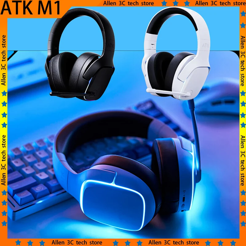 Original VGN ATK M1 Wireless Gaming Headset Bluetooth 3Mode 2.4G Lightweight Headphone Custom Esports Gamer Gaming Earphone