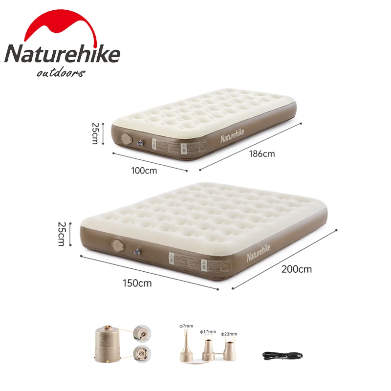 

Naturehike Quick Inflation Camping Mat 1-3 Persons Heightening 25cm Pvc Inflatable Air Mattress With Pump Sleeping Pad